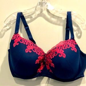 Molded cup bra 40H royal blue & pink